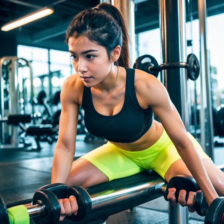 Please create an image of a beautiful woman working out.