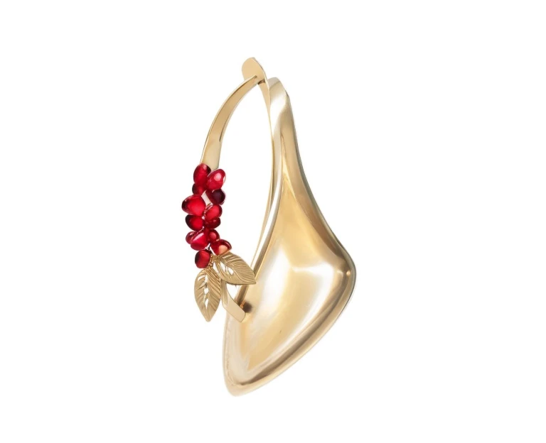 Gold jewelry earrings with pomegranate seeds
