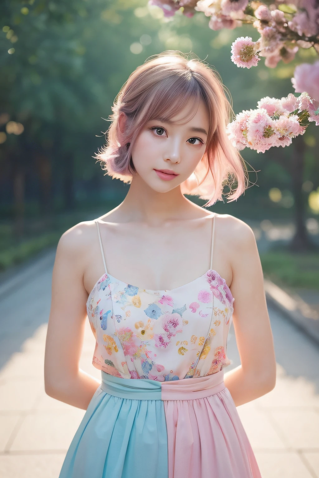 dried flower、Japan Beautiful Girls。Produces high-quality female images with an innovative artistic atmosphere that stands out in pastel colors。She has her own fashion style、Dressed in glamorous and soft pastel costumes。Against the background of a fantastic and fantastical landscape.、Pastel lights and abstract elements are interwoven。her pose is sophisticated.、Gives a sense of natural movement and dynamism。Light and shadow effects are presented attractively、The finely drawn faces and expressions are full of emotion、Full of charm...。The overall atmosphere is modern and innovative., yet、It has a unique artistic touch.。This high quality image、Pastel colors look beautiful、Evokes visual stimuli and aesthetic sensations、It interests the viewer、You will be amazed。Create pieces that incorporate the vibrancy and artistic elements of pastel colors。