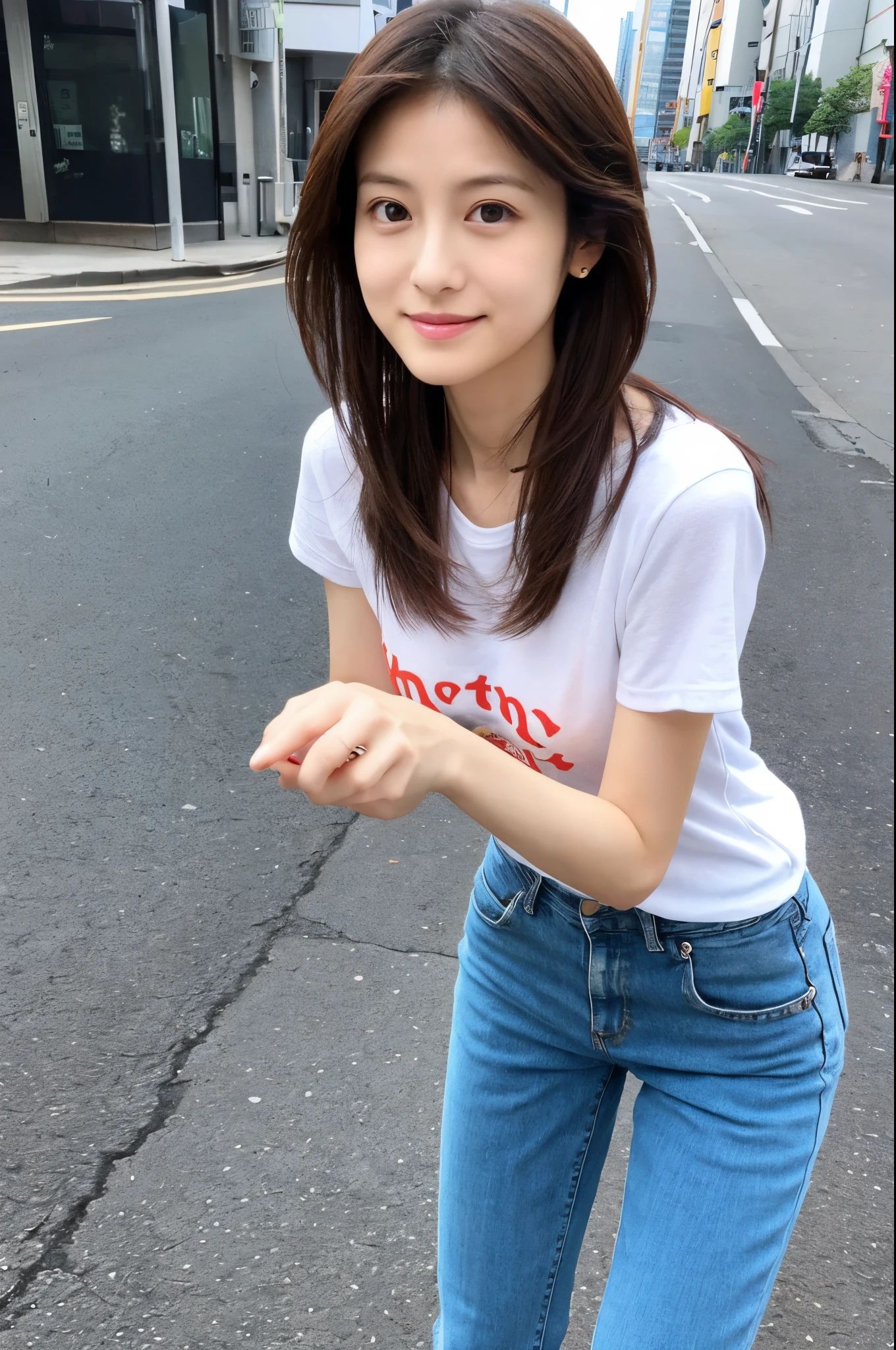 (High reality photograph, high resolusion, detailed face, detailed eyes, various angle) Japanese lady, 40 years old, cute face, skinny figure, very skinny waist, various hair style, various casual clothes, standing in a various place, full-body photo