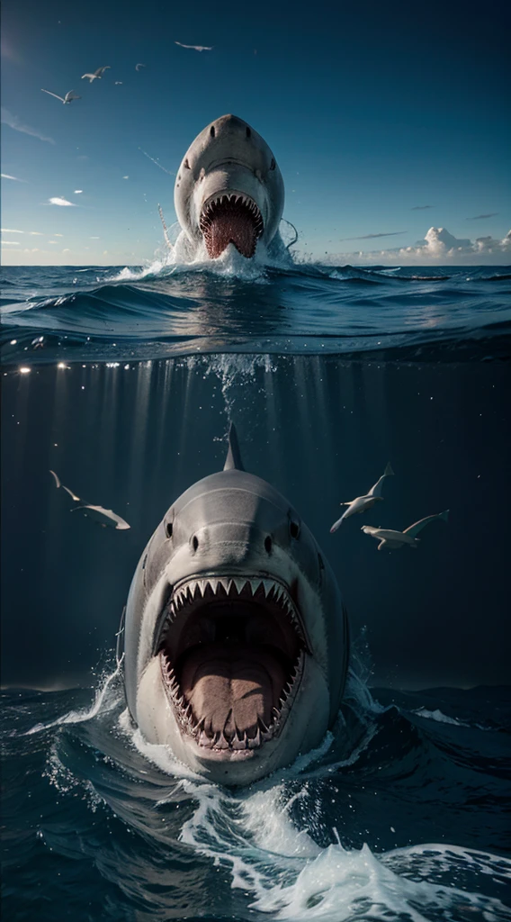 Shark devouring a ship