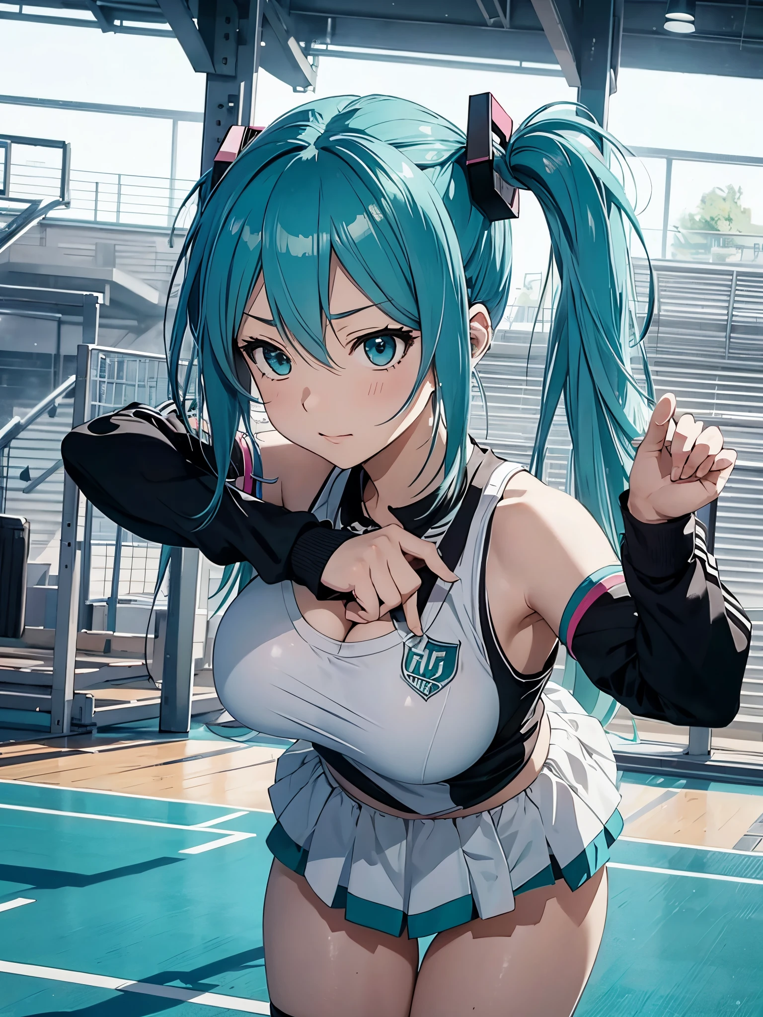 miku hatsune,volley,Haikyuu,jumpping,Beautiful breasts,Gymnasium,spikes