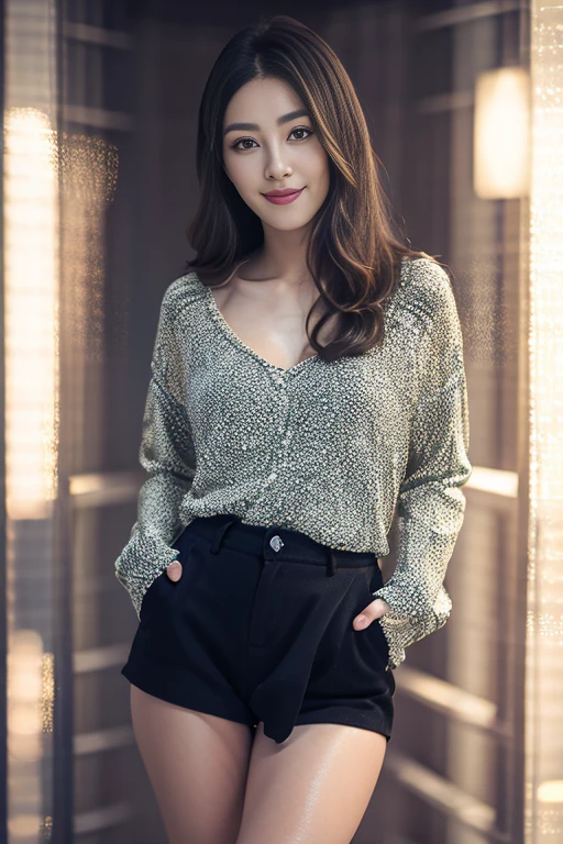 the Extremely Detailed CG Unity 8K Wallpapers、top-quality、ultra-detailliert、masterpiece、realisitic、Photo Real、extremely detailed cute girl、25-years old、(skirt rift)、(skirt lift by yourself))、Different color panties for each image、panties focus、red blush、cparted lips、looking at the viewers、Half body shot、Beautiful woman wearing fashionable and classy clothes、beautiful spring scenery) Different hair lengths and waves for each image,Sweet smile