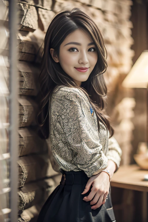 the Extremely Detailed CG Unity 8K Wallpapers、top-quality、ultra-detailliert、​masterpiece、realisitic、Photo Real、extremely detailed cute girl、25-years old、(skirt rift)、(skirt lift by yourself))、Different color panties for each image、panties focus、red blush、cparted lips、looking at the viewers、Half body shot､Beautiful woman wearing fashionable and classy clothes､beautiful spring scenery) Different hair lengths and waves for each image,Sweet smile