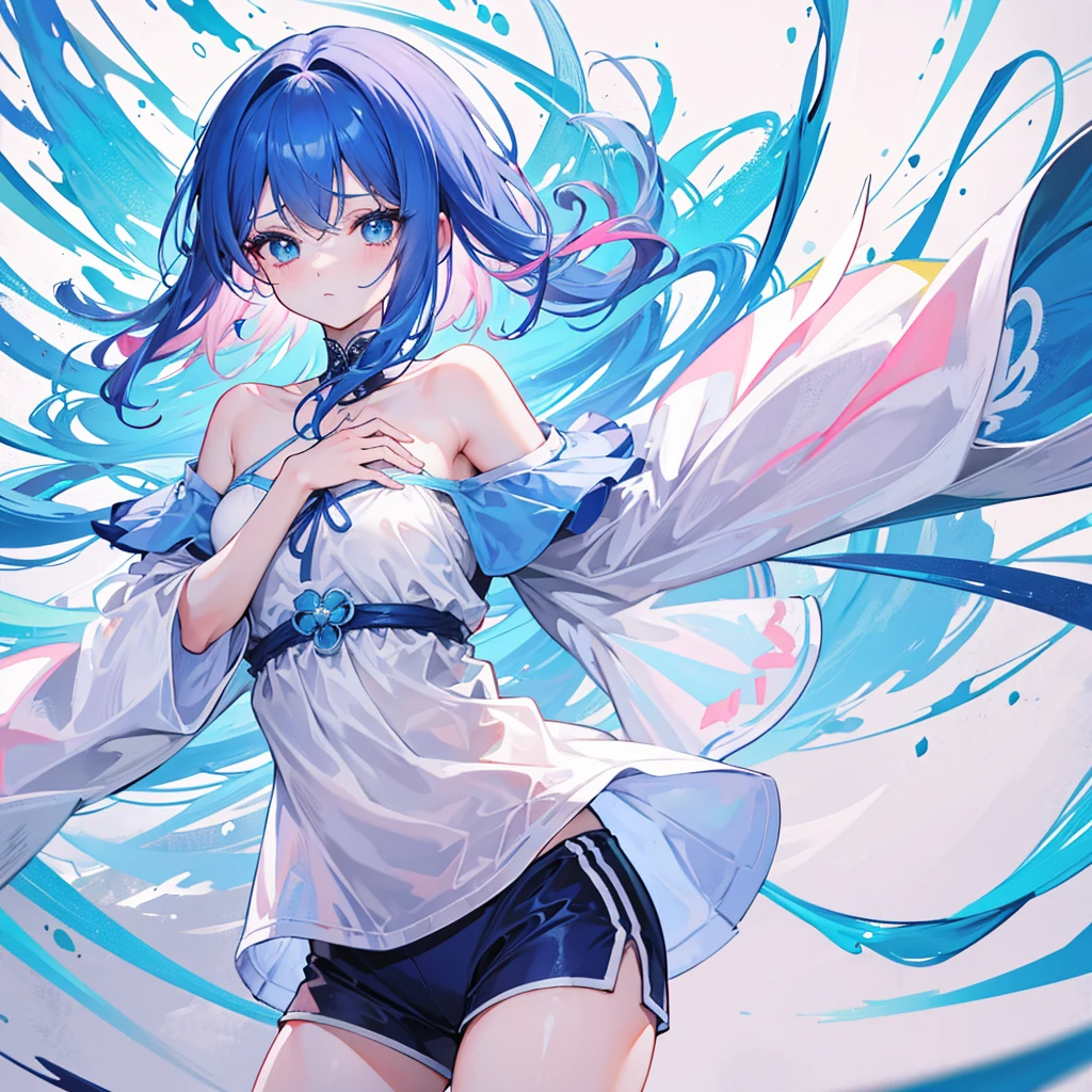 (masterpiece:1.2),Super detailed,lifelike,Expressive eyes,fair skin,perfect face shape,1 girl,
Japanese comics,Gorgeous blue hair,flowing blue hair,flowing clothes,Cat ears,Petals fall,beautiful lola,Baby Angel,
Shaking head with one hand,Cross your legs,Gentle and peaceful background,The pavilion is cool and comfortable,smile, wearing hoodie, background of tokyo,back views,snowing, winter,lie on the water,Lying on the ground。