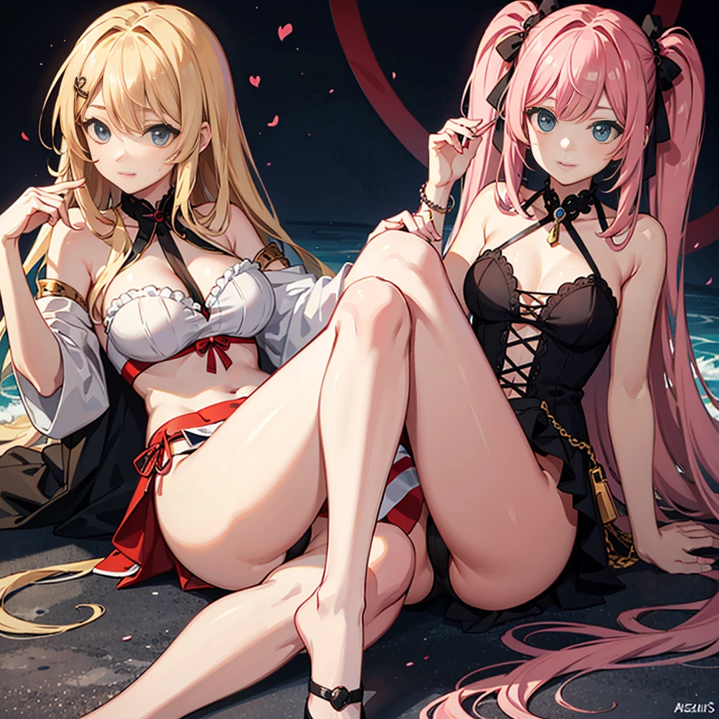 anime muito sexy com seios enormes, cabelos longos, cabelos azuis, foco no peito
