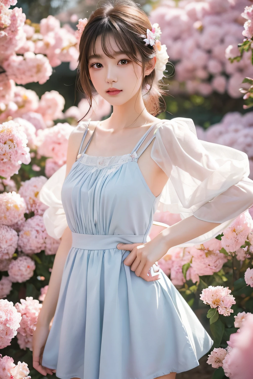 dried flower、Japan Beautiful Girls。Produces high-quality female images with an innovative artistic atmosphere that stands out in pastel colors。She has her own fashion style、Dressed in glamorous and soft pastel costumes。Against the background of a fantastic and fantastical landscape.、Pastel lights and abstract elements are interwoven。her pose is sophisticated.、Gives a sense of natural movement and dynamism。Light and shadow effects are presented attractively、The finely drawn faces and expressions are full of emotion、Full of charm...。The overall atmosphere is modern and innovative., yet、It has a unique artistic touch.。This high quality image、Pastel colors look beautiful、Evokes visual stimuli and aesthetic sensations、It interests the viewer、You will be amazed。Create pieces that incorporate the vibrancy and artistic elements of pastel colors。