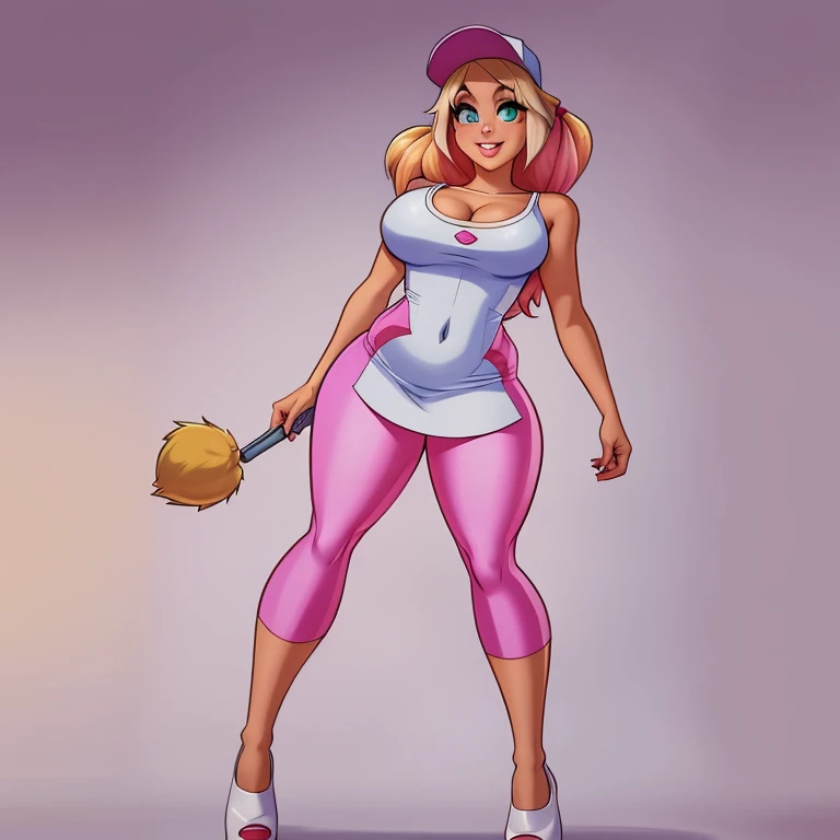 um desenho de uma mulher com uma roupa rosa posando para uma foto, arte dos desenhos animados, Lola Bunny Fanart, personagem de desenho animado, personagem em sua pose natural, desenho animado altamente detalhado, Commission for High Res, comic character, OC Commission, colorful sketch, thicc, high quality colored sketch, menina bonito vestindo o terno do tanque, corpo grosso, traje apertado, thick thieves