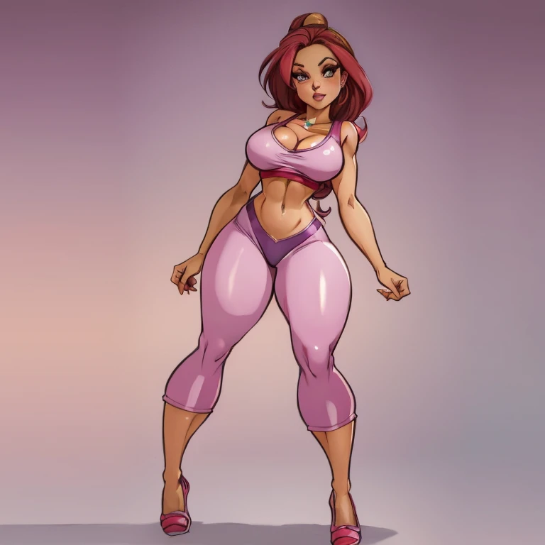 um desenho de uma mulher com uma roupa rosa posando para uma foto, arte dos desenhos animados, Lola Bunny Fanart, personagem de desenho animado, personagem em sua pose natural, desenho animado altamente detalhado, Commission for High Res, comic character, OC Commission, colorful sketch, thicc, high quality colored sketch,  bonito vestindo o terno do tanque, corpo grosso, traje apertado, thick thieves