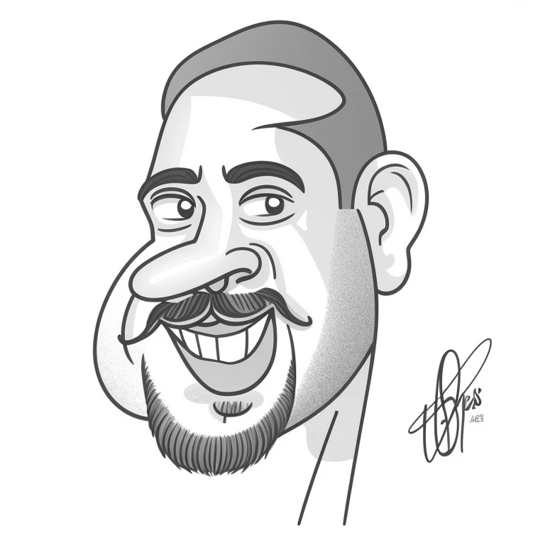 um desenho animado de um homem com barba e bigode, estilo caricatura, caricature illustration, caricatura, caricatura!!!, retrato dos desenhos animados, digital sketch, inspirado em Sudip Roy, caricatural, professional sketch, desenho animado de arte digital, desenho dos desenhos animados, caricaturista, cartunesco, arte dos desenhos animados, arte digital dos desenhos animados, Directed by: Rajesh Soni, in cartoon style