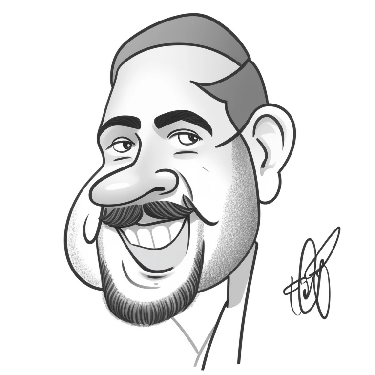 um desenho animado de um homem com barba e bigode, estilo caricatura, caricature illustration, caricatura, caricatura!!!, retrato dos desenhos animados, digital sketch, inspirado em Sudip Roy, caricatural, professional sketch, desenho animado de arte digital, desenho dos desenhos animados, caricaturista, cartunesco, arte dos desenhos animados, arte digital dos desenhos animados, Directed by: Rajesh Soni, in cartoon style