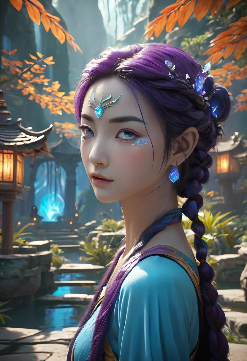 avatar village,《head portrait》In katara, mayan,8K, Asian women,water elemental, Fantasy style,8K,Octagonal rendering,,avatar village,Movie scene agile world. purple and blue colored,Colorful, Fairy Kingdom Forest, Bustling magic town, magical village, Fantasy Town, Magical fantasy very detailed, Oriental Fantasy Town, intricate rainbow environment, enchanted magical fantasy forest, Whimsical fantasy landscape art,《whack》Nezha here, Still from a fantasy movie, small person. Unreal Engine5, Art germ ; 3d unreal engine, Chinese fairy tale movies