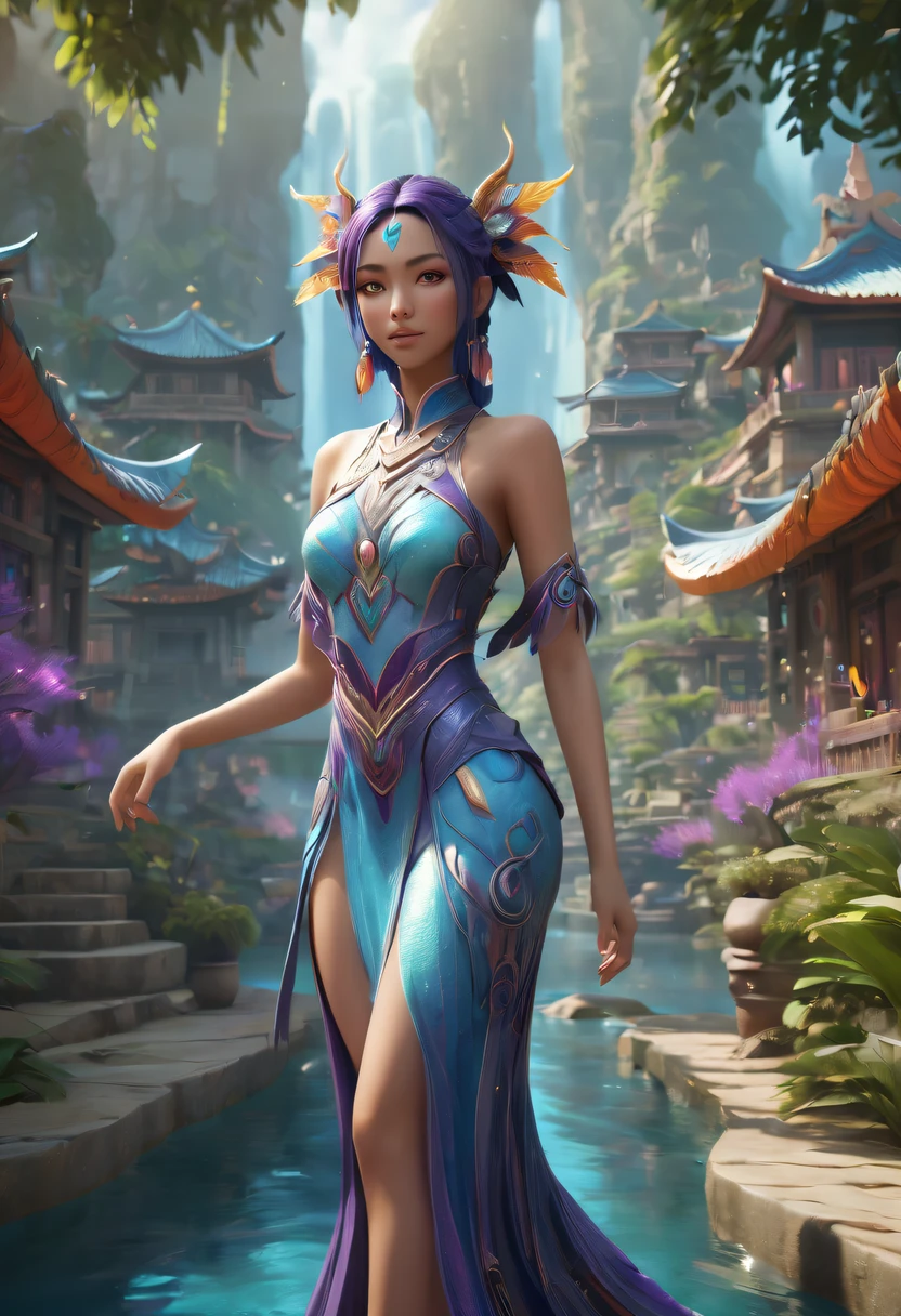 avatar village,《head portrait》In katara, mayan,8K, Asian women,water elemental, Fantasy style,8K,Octagonal rendering,,avatar village,Movie scene agile world. purple and blue colored,Colorful, Fairy Kingdom Forest, Bustling magic town, magical village, Fantasy Town, Magical fantasy very detailed, Oriental Fantasy Town, intricate rainbow environment, enchanted magical fantasy forest, Whimsical fantasy landscape art,《whack》Nezha here, Still from a fantasy movie, small person. Unreal Engine5, Art germ ; 3d unreal engine, Chinese fairy tale movies