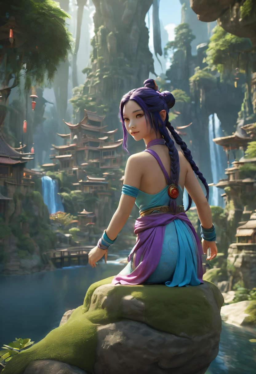 avatar village,《head portrait》In katara, Maya 8K, Asian woman water element, Fantasy style 8k octane rendering,,avatar village,Movie scene agile world. purple and blue colored,Colorful, Fairy Kingdom Forest, Bustling magic town, magical village, Fantasy Town, Magical fantasy very detailed, Oriental Fantasy Town, intricate rainbow environment, enchanted magical fantasy forest, Whimsical fantasy landscape art,《whack》Nezha here, Still from a fantasy movie, small person. Unreal Engine5, Art germ ; 3d unreal engine, Chinese fairy tale movies