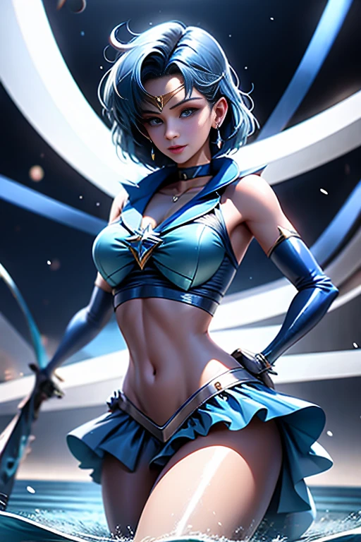 cheio: 1.3, to stand, masutepiece, ..........3d, Realistic, Ultra Micro Fotografia, of the highest quality, ultra detalhado CG unidade 8k papel de parede, (Mer1, Tiarra, Uniforme Sailor Senshi, luvas brancas, Colar de marinheiro azul, saia azul, Uniforme Sailor Senshi: 1.2, Marinheiro Mercury: 1.3, Meishaonv), de baixo, detalhes intrincados, (1 mulher), 19 anos, short hair, Cabelo azul curto flutuante: 1.2, Revelado uniforme do marinheiro Senshi, Mini saia ultra plissada sexy cor azul brilhante: 1.3, ((arco azul muito grande no centro do peito,,,: 1.3, tiara dourada na testa: 1.2, Luvas azuis nos cotovelos: 1.2, bare arms: 1.1, Botas longas de cano alto em esmalte azul brilhanuxury Gold Decoration: 1.3, Cor larga azul saturada, cor azul saturado do marinheiro, Long white latex gloves with luxurious golden decoration: 1.3, very large blue bow behind the waist,,,: 1.1, Gargantilha Azul, decote parece sexily ousadamente grande: 0.6)), (very suitable and suitable high gloss white holographic leather: 1.3), White silver high leg cut swimsuit,Brincos azuis em forma de estrela, Faixa separada, ((sorriso sedutor, cara muito bonita, Detalhes do rosto: 1.5, Olhos azuis Brilhantes, beautiful face, olhos bonitos, olhos brilhantes, lips up to: 1.3, up to, Sharp, pale eyebrows, long dark eyelashes, Double eyelashes)), Joias de ouro de luxo, ((Postura de combate)), Asa de respingo enorme, UP TOS and muscle muscles, abdominais musculosos, um rosto pequeno, peito enorme, perfectly proportions, cintura fina, Pose de modelo sexy, visible pore, perfect hands: 1.5, octane rendering, highly dramatic picture, Luz natural forte, sunlight, exquisite lighting and shadow, Dynamic angle, Harpa DSLR, foco: 1.0, Maximum clarity and sharpness, (The water deity: 1.1, Splash space background, Dynamic water background, Water on Earth: 1.2, water hair, water bubbles, Dynamic frames, quicksilver, fora, ........lua, Dynamic background, fundo do detalhe)),(Mecha Musume)