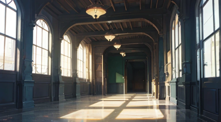Schools、window、hallway、No person、Anime style、youthfulness、No person