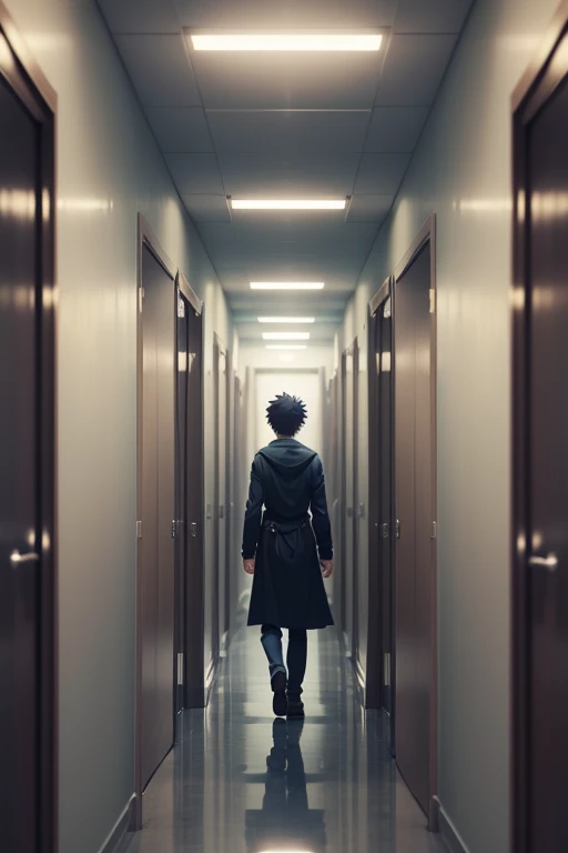 There  a person standing in the corridor，I have a bunch of drawers in my hand, Kuro anime screenshots, anime movie screenshot, TV animation stills, Screenshot of the 2012 animation, Madhouse Studio anime style, anime film still, Anime Stills Anime Style, anime scene, screenshot from the anime film, atmospheric anime, anime opening