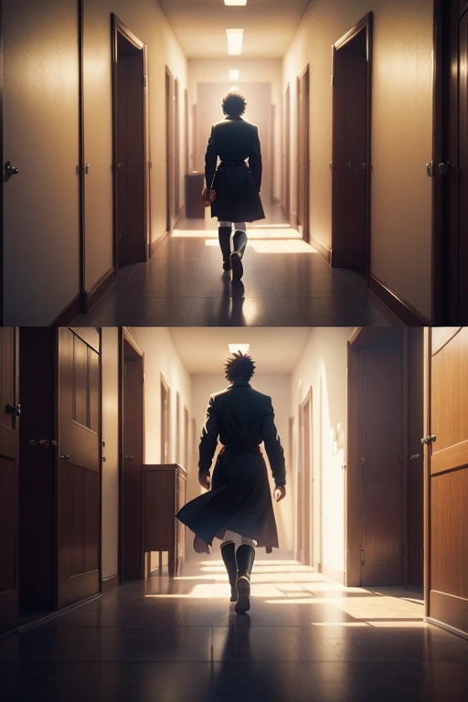 (best quality,4k,8k,highres,masterpiece:1.2),ultra-detailed,(realistic,photorealistic,photo-realistic:1.37), corridor with a person standing, a pile of drawers in my hands, screenshot.png of Kurou anime character, screenshot.png of anime movie, TV anime still image, screenshot.png from 2012 anime, Madhouse Studio anime style, screenshot.png from anime movie, anime still image anime style, anime scene, screenshot.png from animated movie, atmospheric anime, anime opening scene