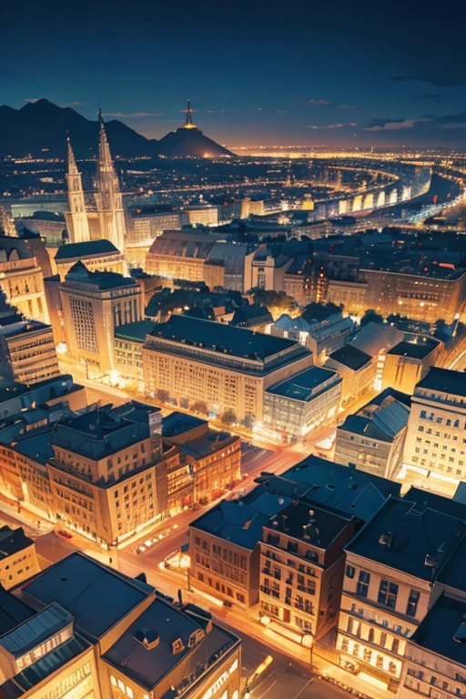 There a painting of the city,There a fountain in the middle, Rio de Janeiro in an animated film, anime style cityscape, beautiful anime scenes, anime movie screenshot, hd anime cityscape, anime scene, screenshot from the anime film, Downtown background, 《Kola Legend》poser, town in background, anime movie backgrounds, beautiful anime scenery, studio ghibli anime screenshot