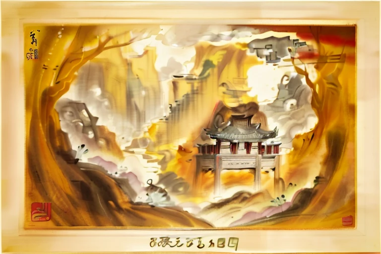 (best quality,4k,8k,highres,masterpiece:1.2),ultra-detailed,(realistic,photorealistic,photo-realistic:1.37),Chinese landscape painting with a horse,portrayed in ancient Chinese artistic style,a background of a temple,a burning ancient city,scenic view of an ancient city,beautiful artistic illustration,Chinese scenery,Journey to the West,pop art,beautiful Tang Dynasty rendering,Z-style artwork,In,temple background,the dreamland of the Chinese people