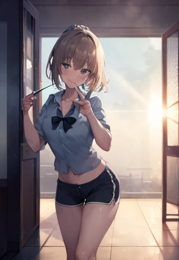 very cute and beautiful girl,(Very detailed美しい顔), (smile),blush,Black Hair,Seraphim,(Pleated navy blue mini skirt),Are standing,(From below),(Lacy white panties), Wooden classroom,window,Distant Tree々and the city, (Highest quality,masterpiece:1.0),Absurd,High resolution,Super detailed,Very detailed,32k,8K resolution, Intricate details,Movie Scenes,Detailed Background,alone,Dynamic Angle,