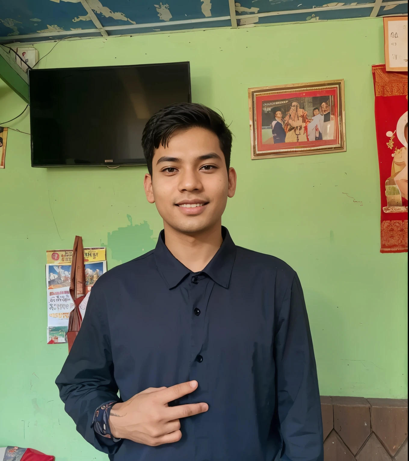 Boy with Nepal flag and loksewa book