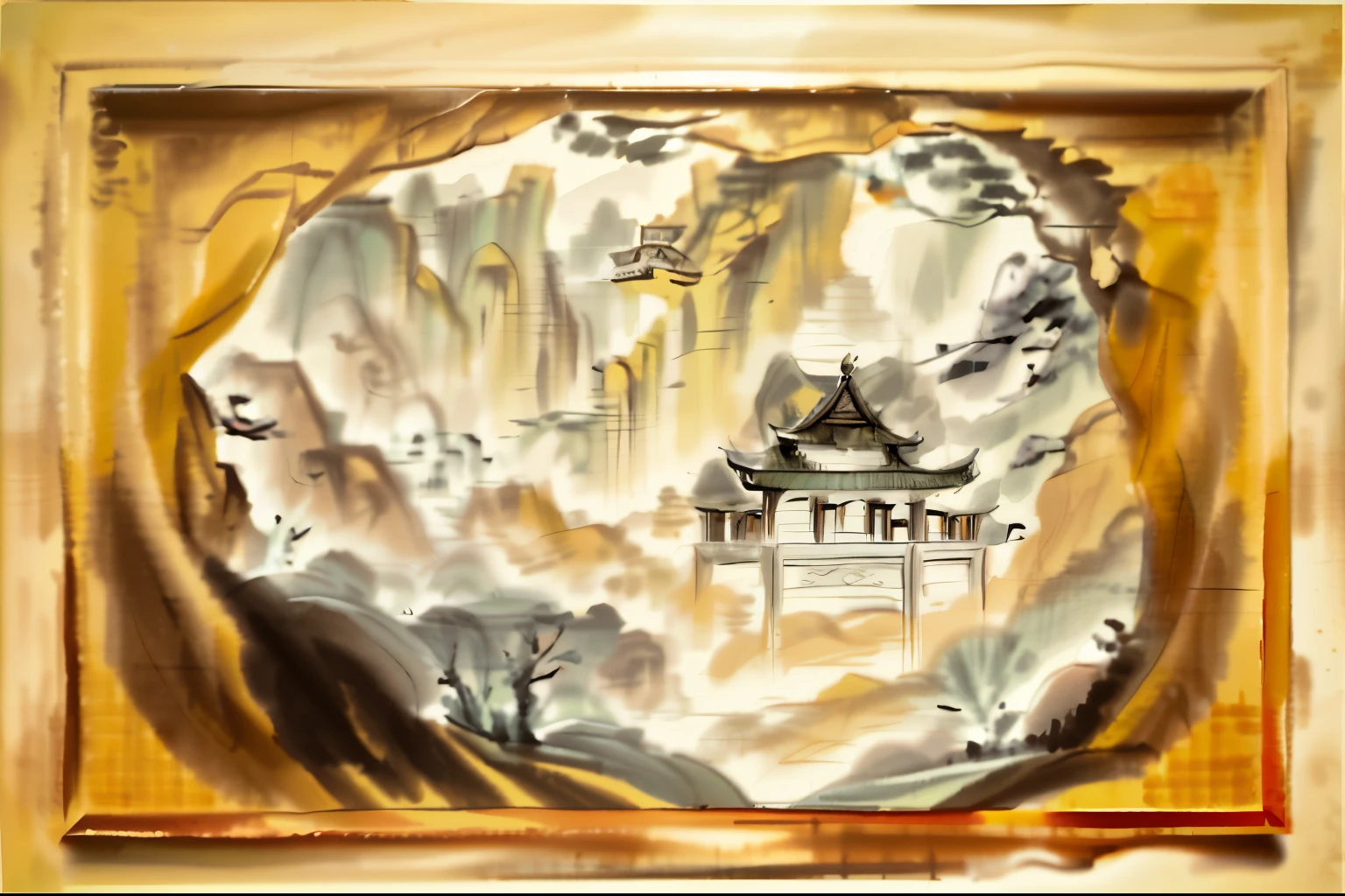 (best quality,4k,8k,highres,masterpiece:1.2),ultra-detailed,(realistic,photorealistic,photo-realistic:1.37),Chinese landscape painting with a horse,portrayed in ancient Chinese artistic style,a background of a temple,a burning ancient city,scenic view of an ancient city,beautiful artistic illustration,Chinese scenery,Journey to the West,pop art,beautiful Tang Dynasty rendering,Z-style artwork,In,temple background,the dreamland of the Chinese people