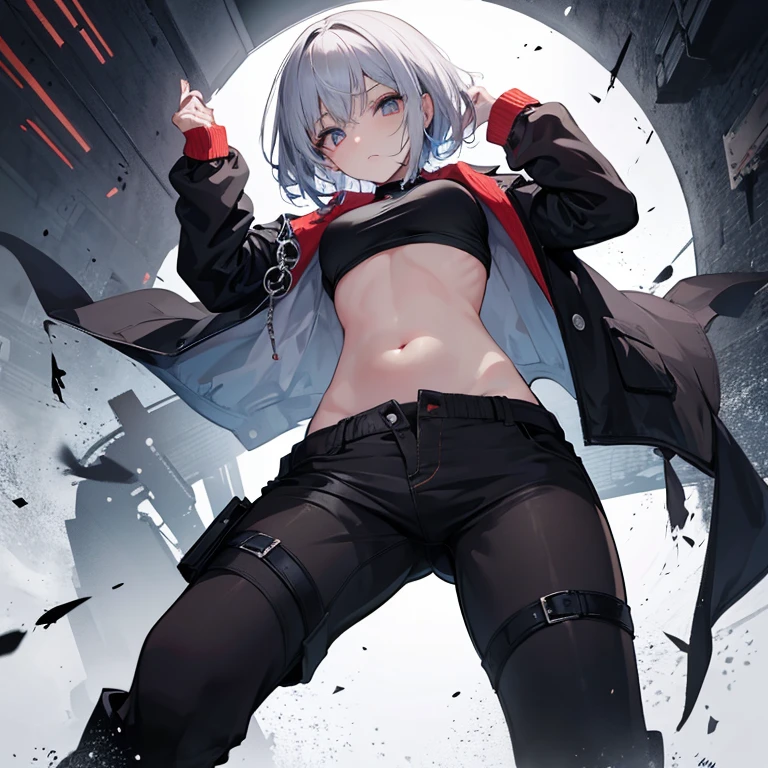 Zombie little girl，Zombie virus spreads body，look of anguish，struggling，Exposing the crotch，The last pants are white and super transparent，The figure  bumpy