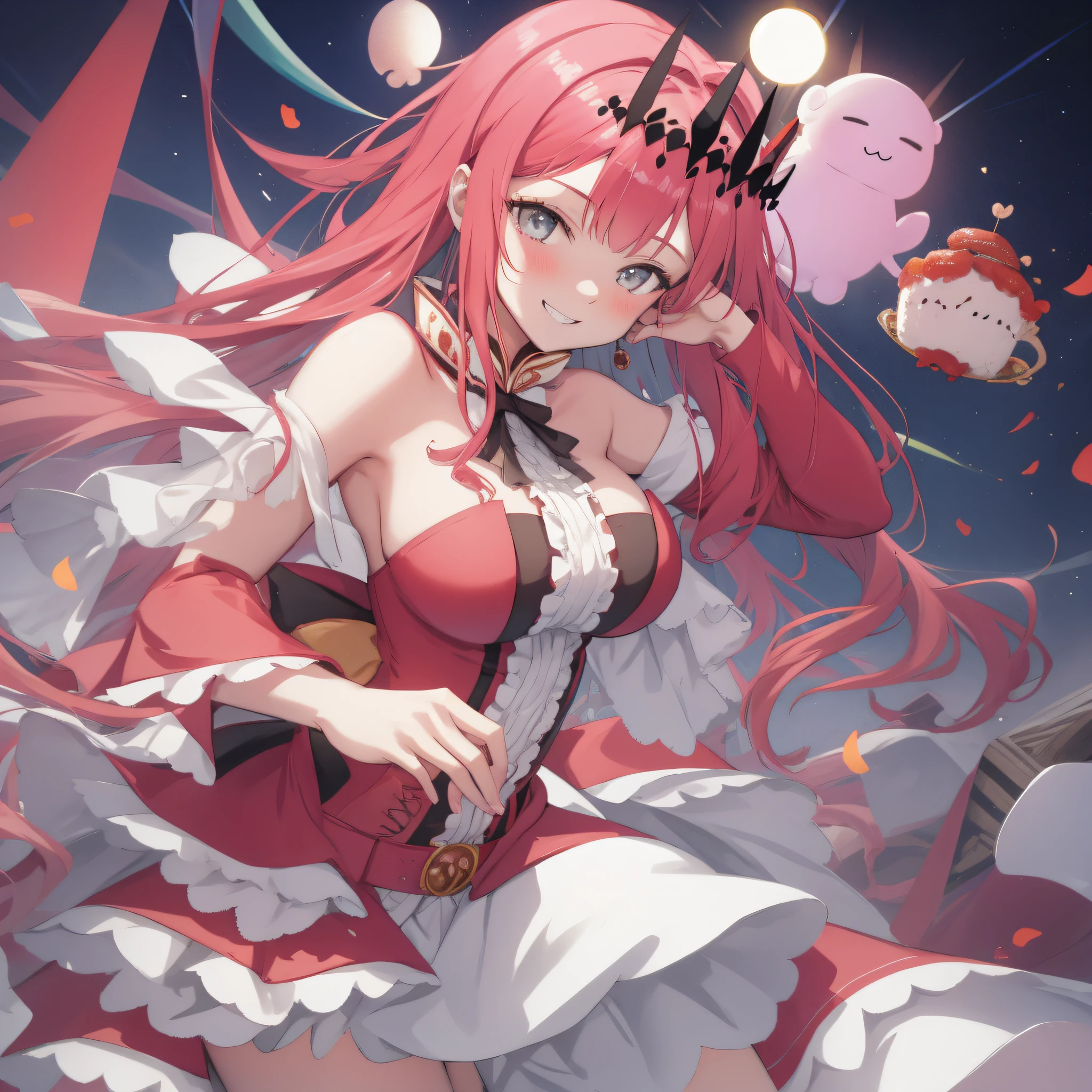 1 busty girl, Baba 1, Bao Buhan, tiara crown, Grinning, ssmile,