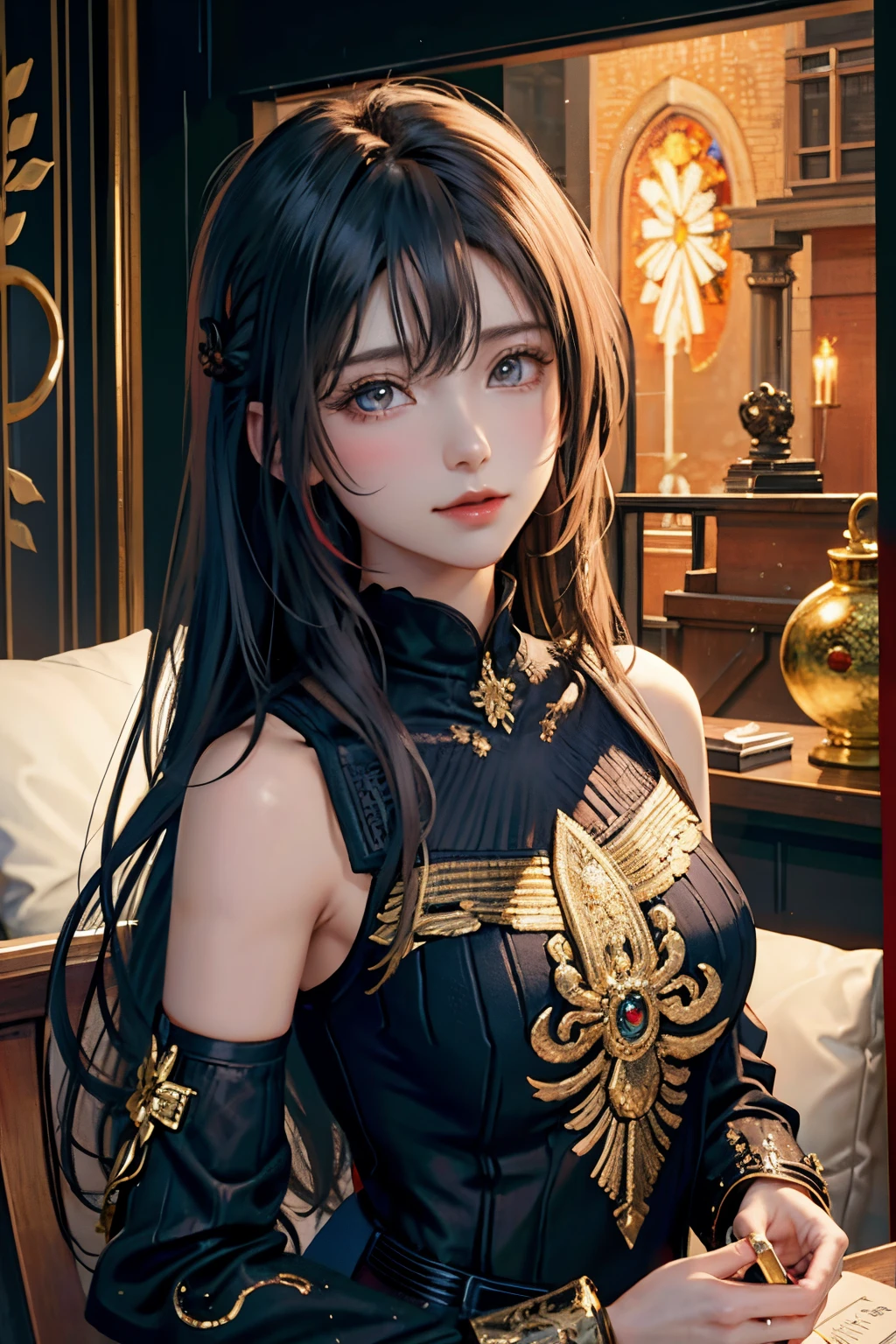 (​masterpiece、top-quality、top-quality、Official art、Beautifully Aesthetic:1.2)、(1girl in)、Extreme details、colourfull、highestdetailed、Official art、Unity 8k壁纸、ultra-detailliert、Beautifully Aesthetic、Beautiful fece、​masterpiece、top-quality、(Zentangle、a Mandala、Tangles、Entanglement)、Holy Light、gold foil、Gold leaf art、glitter drawing、PerfectNwsjMajmagic、(shorth hair)、Beautiful hairstyle