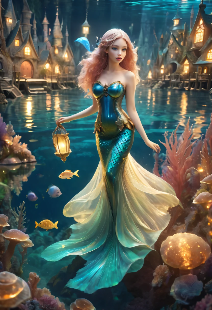 Fairy Tale Village,ocean floor,Beautiful mermaid princess