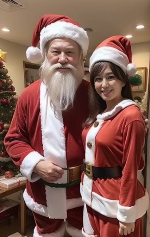 (((48yo)))、Christmas、Christmas tree、(((Santa Claus Costume)))