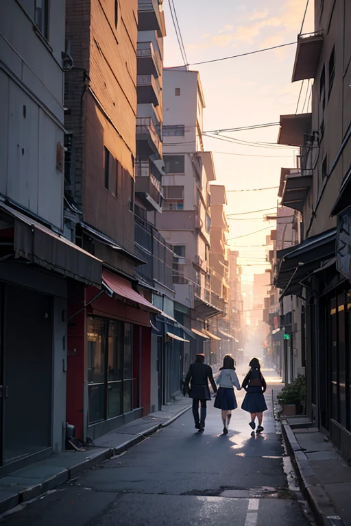 anime scene of a couple of people walking down a street, Ruins Explorer at Dusk, screenshot from the anime film, Today’s recommended anime  still, in the anime film, ruins in the background, 2 0 1 9 animation screenshots, Opening scene, Screenshot of the 2012 animation, city ruins in the background, TV animation stills