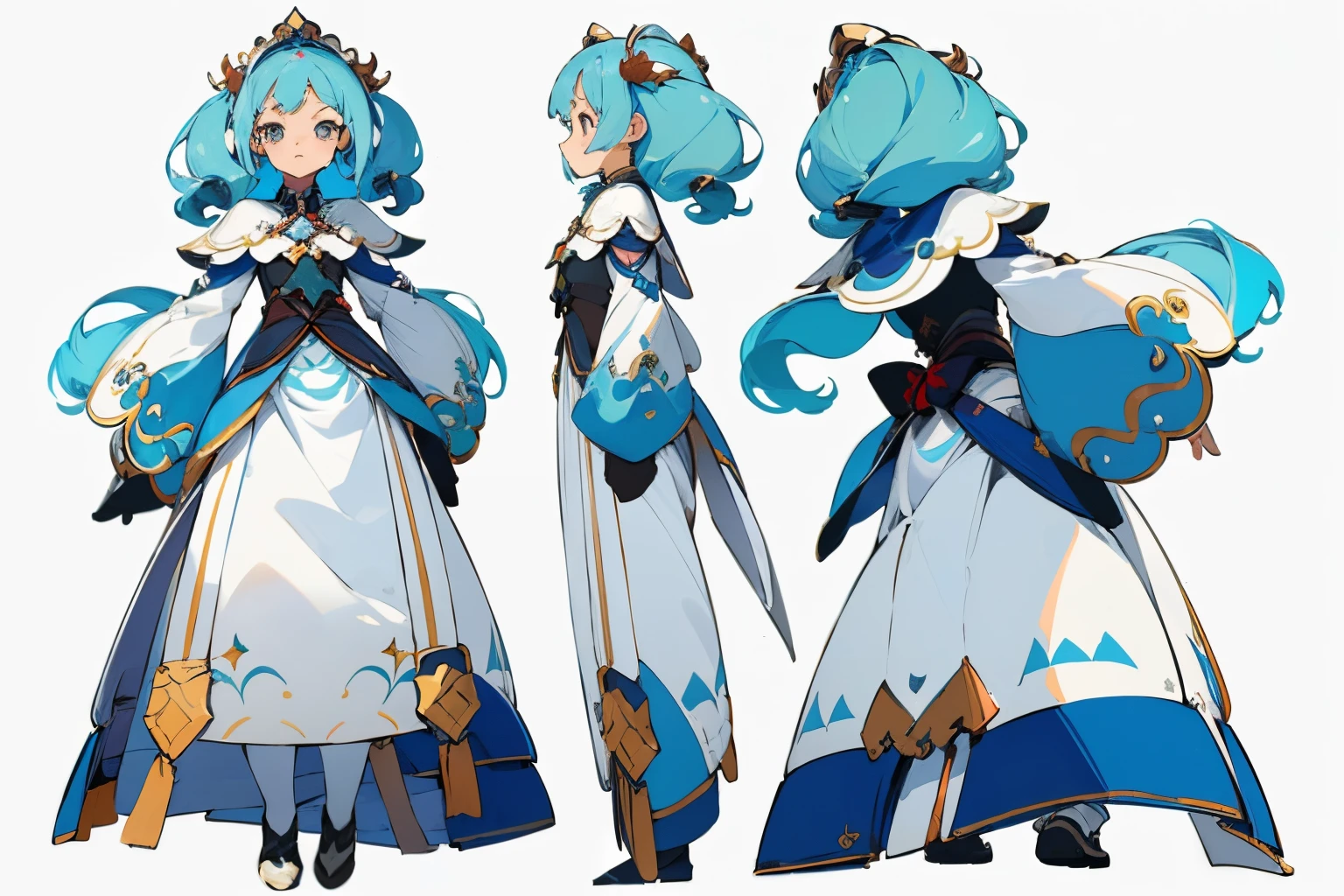 ((masterpiece)),(((best quality))),(character design sheet, same character, front, side, back), illustration, 1 girl, hair color, bangs, hairstyle fax, eyes, environment change scene, Hairstyle Fax, Pose Zitai, Female, Star, Charturnbetalora, (simple background, white background: 1.3)