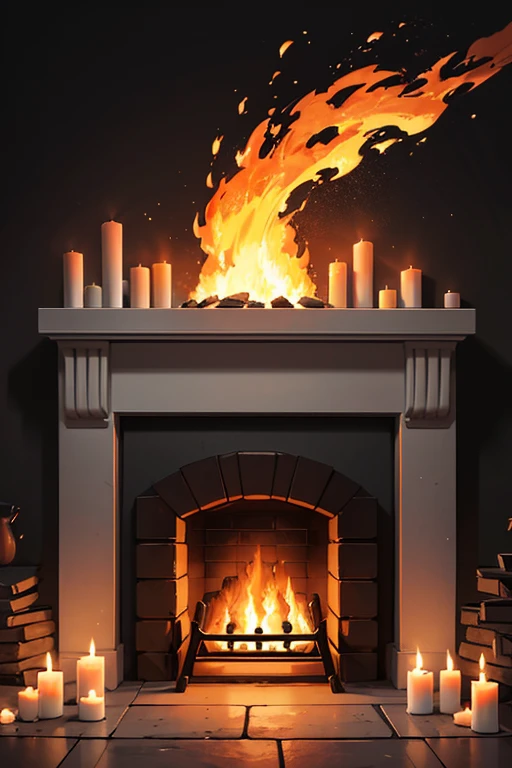 Fireplace with flames and logs in stone hearth on black background, fireplace, roar of fire, firey, campfire background, Research open rift portals in Hell, bathed in the the glow of a fire, fire and explosions, blazing fire, campfires, realistic fire sharp focus, a portal to the lost flame realm, campfires, with fire, fireplace