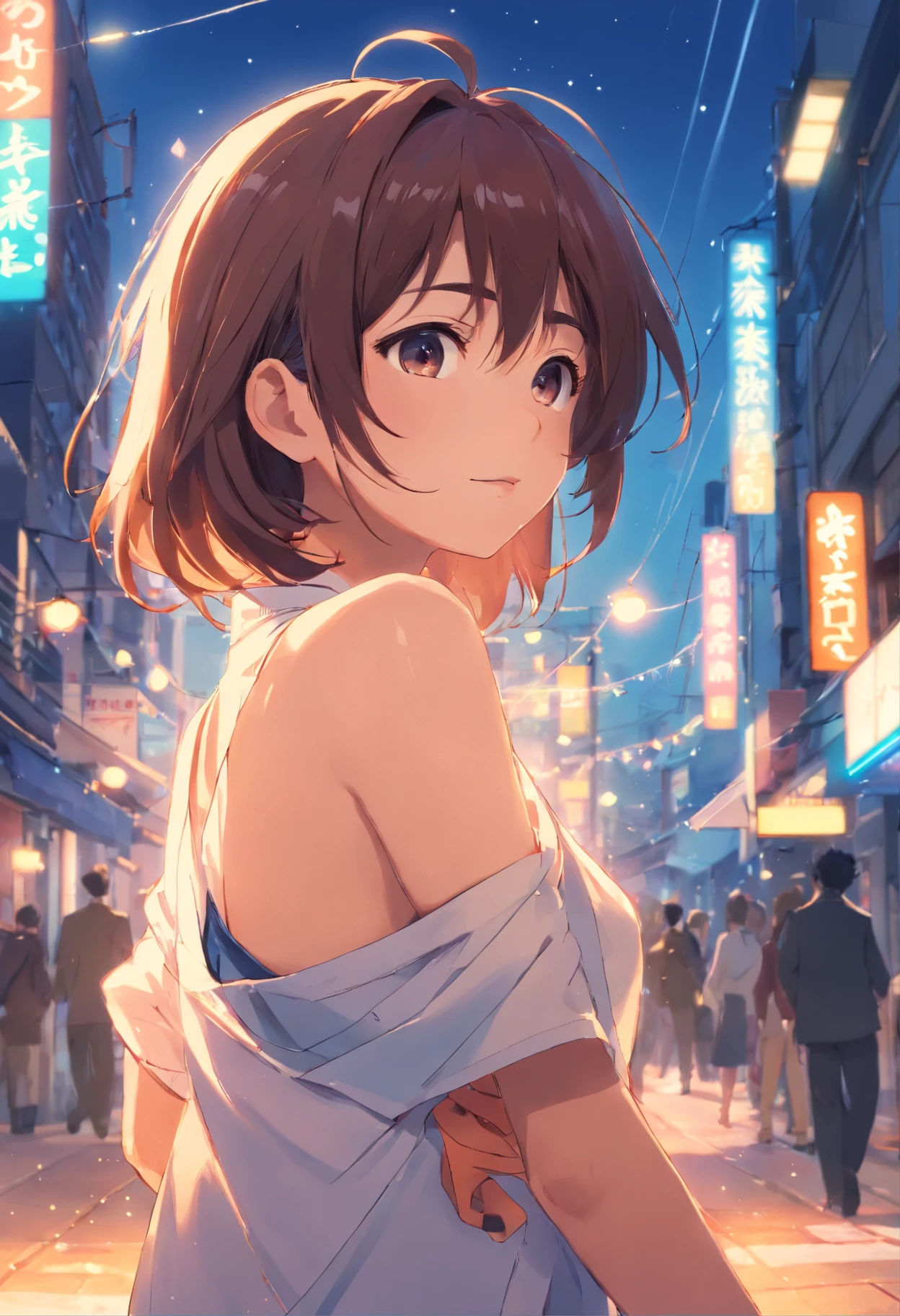 ((tmasterpiece), (Best quality at best))

(超詳細), (ldisheveled hair), bigger, cute clothing, clothes off, underdressing, Go belly up,
(evening, (dramatic lights)), (soft focight colors and rich atmosphere)