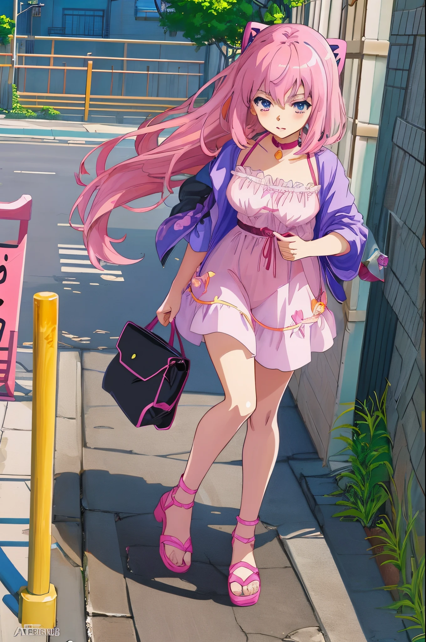 Anime character walking down the street wearing purple and pink clothes, two beautiful anime girls, Anime style. 8K, Anime Girls, anime moe art style, beautiful anime art style, Anime Art Style, zerochan art, anime full body illustration, High quality anime art style, Ecchi anime style, Smooth Anime CG Art, anime style 4 k, official anime artwork,Anime character walking down the street wearing purple and pink clothes, an anime drawing by Kamagurka, trending on pixiv, conceptual art, two beautiful anime girls, Anime style. 8K, Anime Girls, beautiful anime art style, anime moe art style, Anime Art Style, zerochan art, anime full body illustration, High quality anime art style