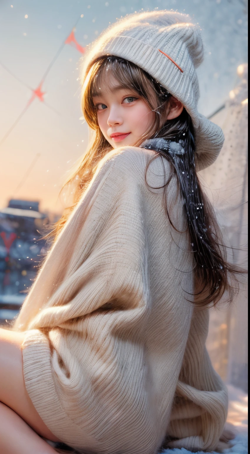 Arafed image of a woman sitting on a ledge with a hat on - SeaArt AI