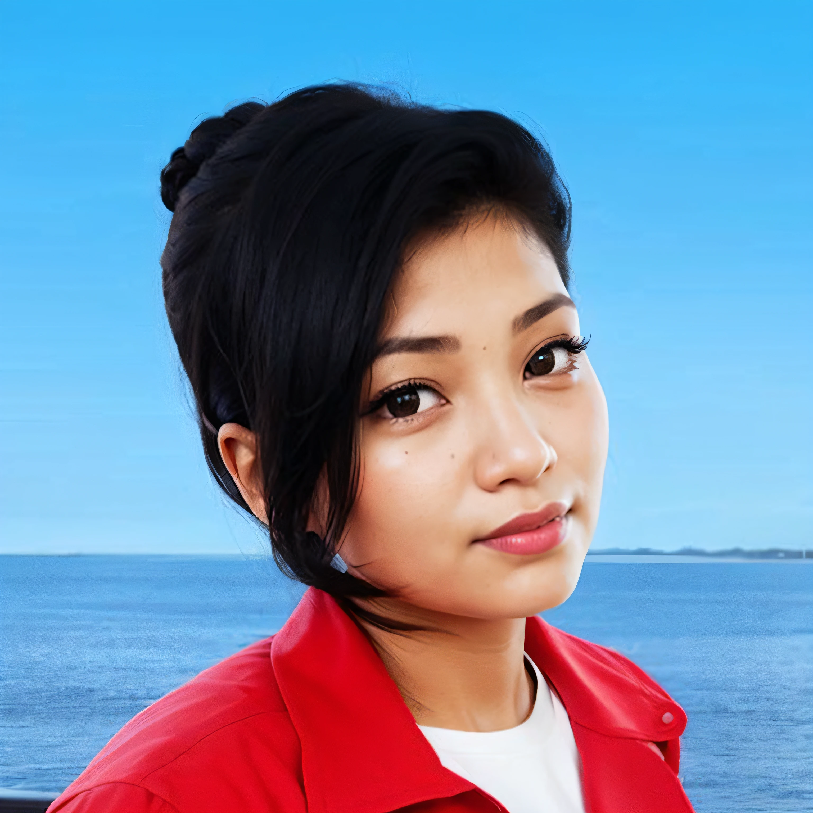 there a woman that standing by the water with a cell phone, headshot profile picture, profile pic, portait photo profile picture, profile image, nivanh chanthara, profile picture, professional profile picture, facebook profile picture, south east asian with round face, avatar image, profile picture 1024px, profile photo, with lovely look