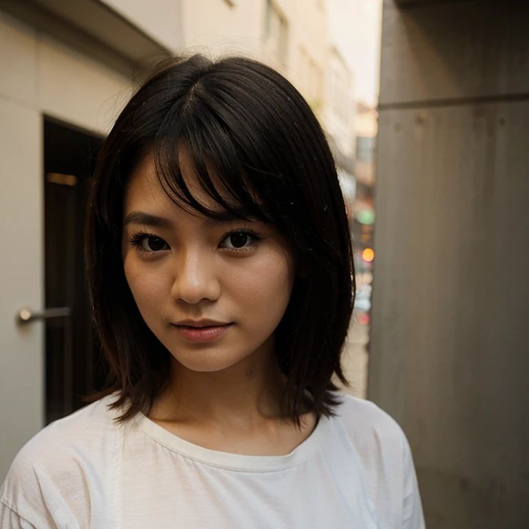 Realistic, iphone photo, beautiful asian girl taking selfie, Polaroid filter