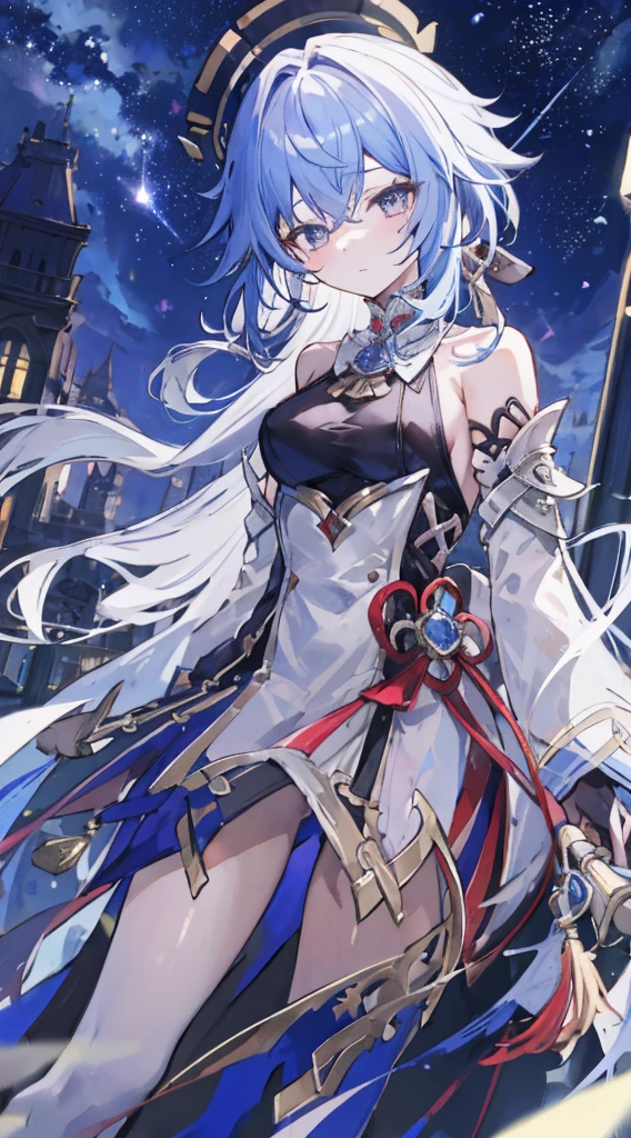 There a person waiting for someone in the starry sky at night