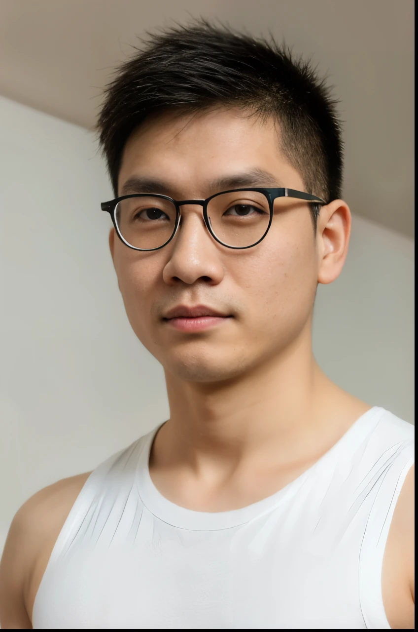 Andrew thomas huang, oval face, eyeglasses, net muscular