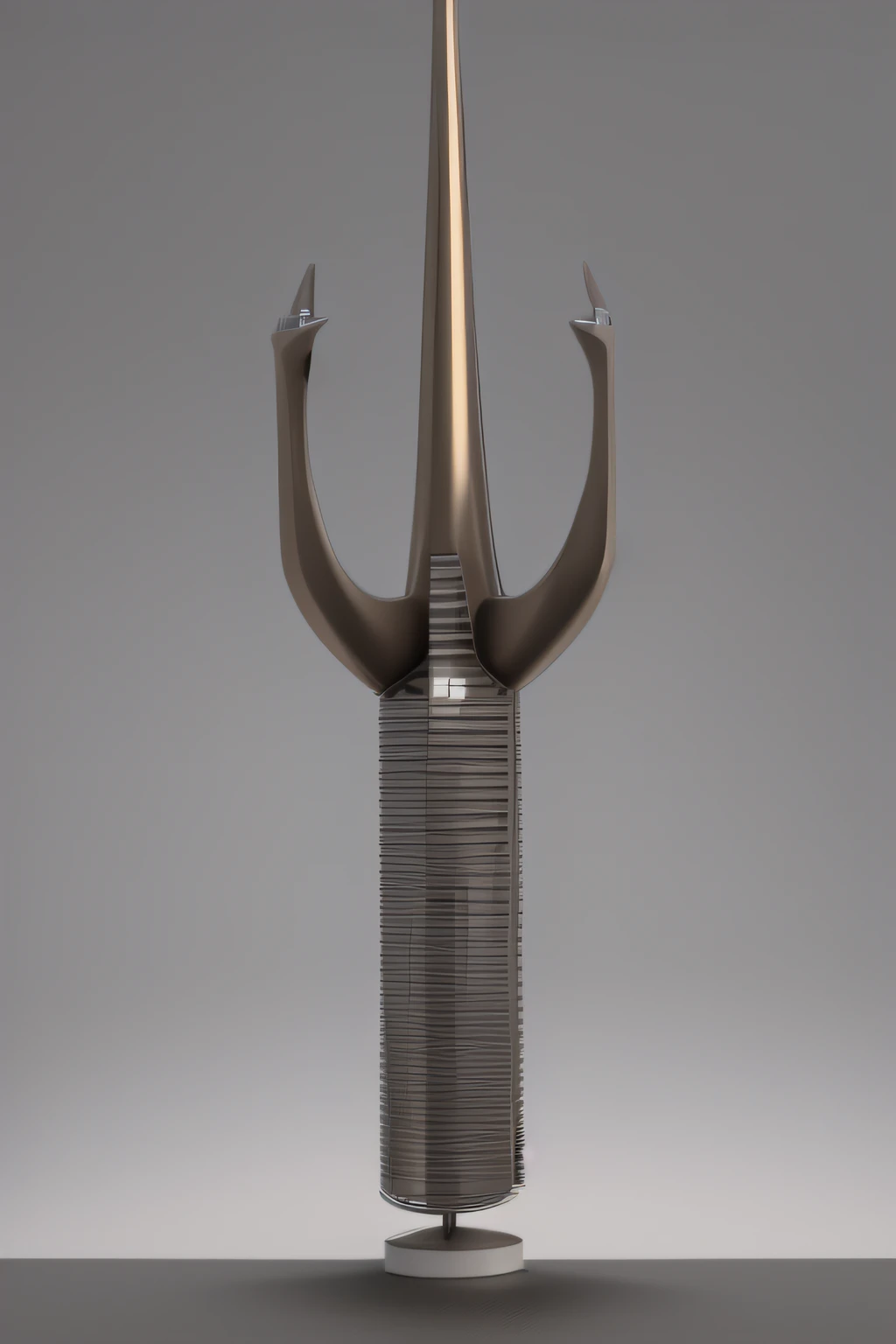 an anthropomorphized condo tower with female arms and legs and a metallic penis 1/3 of its body size