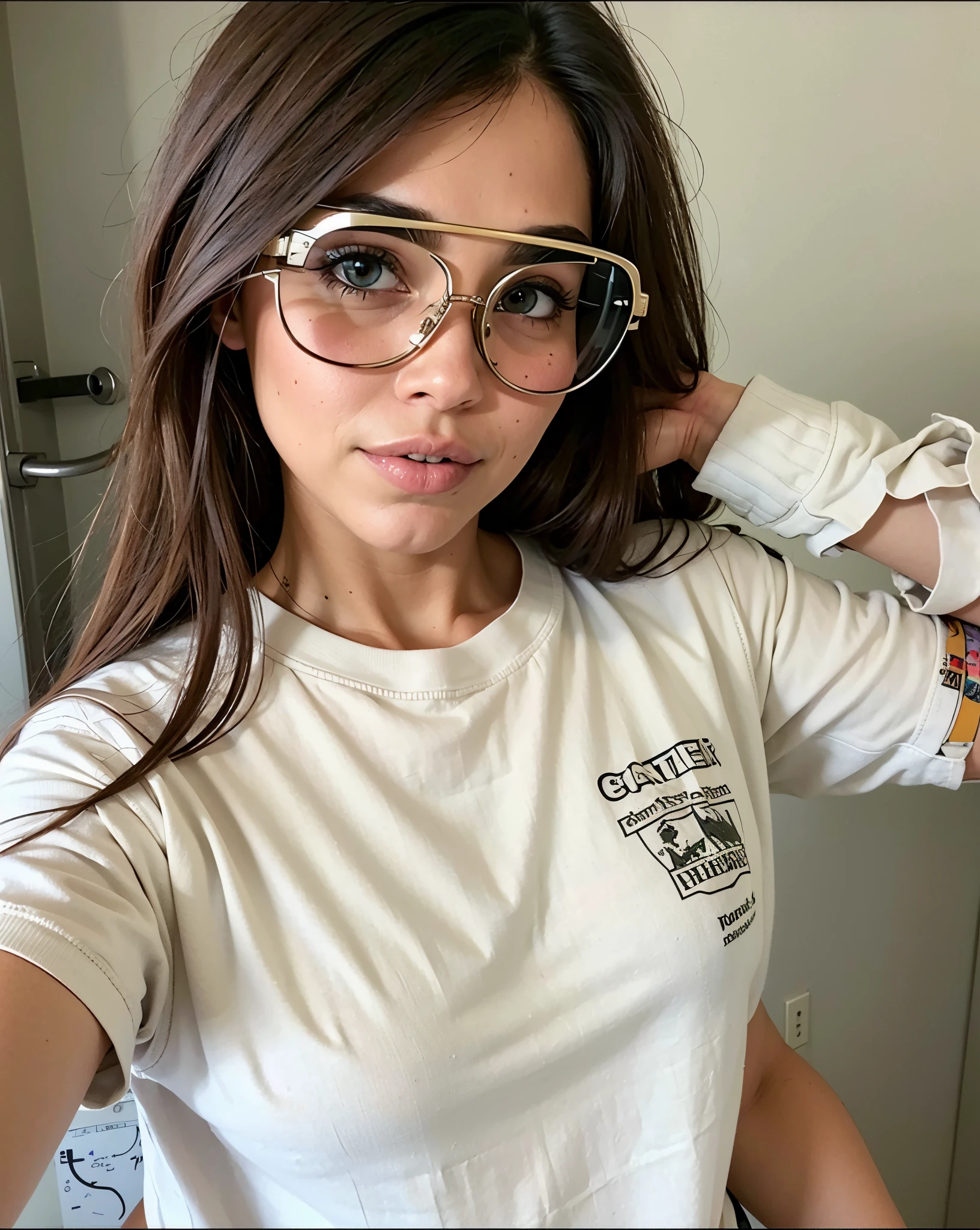 Arafa woman in glasses and white shirt posing for a photo, Scotland, julia sarda, white sports glasses, With eye Glasses, ar glasses, Emily Ratajkowski, goggles on forehead, goggles, with sun glasses, olivia culpo, vestido com uma camiseta branca, Christina Kritikou, cyber goggles, sun glasses, Dua Lipa, girl with glasses