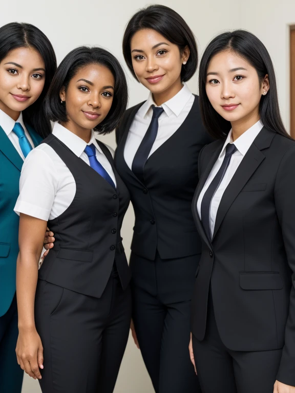 black woman、one girls、1girl in、Solo Shot、Single Shot、A dark-haired、Brown Eye、Enlarged depiction of the upper body、masutepiece、Take a sip、超A high resolution、Working women、Work clothes、Suits、Clerk's uniform、constructionyardai、Detailed limbs、Smile and signal、wear a protective helmet、