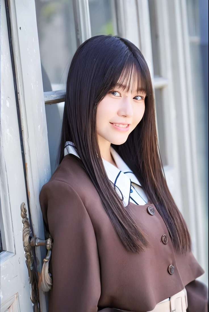 (Best Quality, 8K, 32K, masutepiece, nffsw:1.2), (Raw photo), (Realistic), (Photorealistic:1.2), (High resolution), Ultra-detailed, Extremely beautiful face & Eyes, 1girl in, (Lori, :1.2), Young Woman, round small face, thin waist, (huge-breasted:1.5),huge tit, slim proportions, (Japan sailor suit, sailor fuku, serafuku, Japanese school sailor uniform, darkblue pleated skirt:1.27), Rooftop of the city of dawn,(Huge breasts:1.4),(Voluptuous),(Breasts with bulging blood vessels standing out)