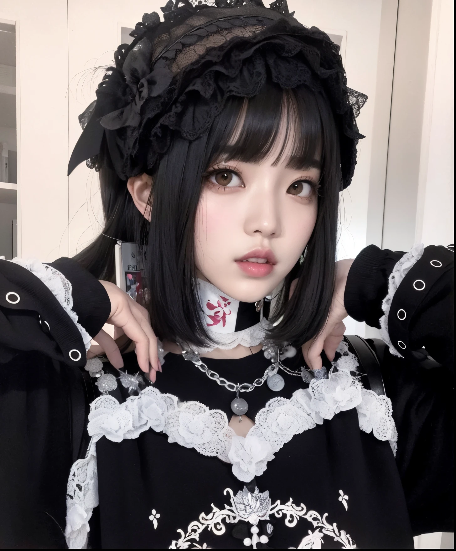 There's a woman in a white top and black gloves, Retrato de Jossi de Blackpink, Ulzzang, Retrato Jisoo Blackpink, Jisoo do Blackpink, Jinyoung Canela, Portrait of female Korean idol, jisoo do blackpink, com cabelos longos, Jaeyeon Nam, Heonhwa Choe, young adorable korean face, linda mulher coreana jovem, Parque Ji-min