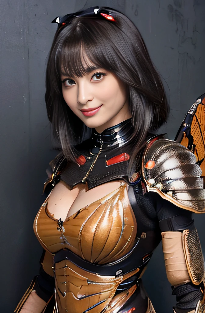 (high resolution,masterpiece,best quality,extremely detailed CG, anime, official art:1.4), realistic, photo, amazing fine details, all intricate, gloss and shiny,awesome many layers, 8k wall paper, 3d, sketch, kawaii, illustration,( solo:1.4), perfect female proportion,villainess, (fusion of dark brown cockroach and lady:1.4), (brown cockroach form lady:1.2), (brown cockroach lady:1.2), (fusion:1.2), (solo:1.4), (evil smile:1.2), muscular, abs, (cockroach brown exoskeleton bio insect suit:1.4), (cockroach brown exoskeleton bio insect armor:1.2), (brown transparency cockroach wing:1.4), (brown cockroach antennae:1.3),