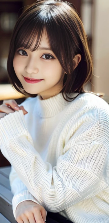 White knitted sweater、long-sleeve
