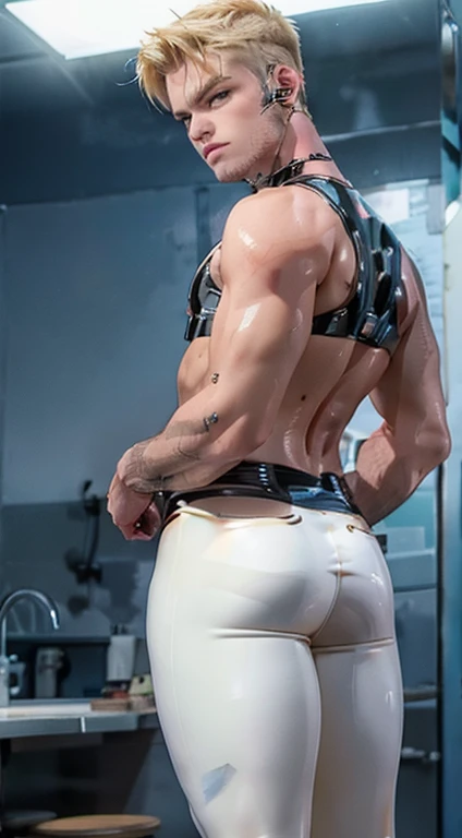 blonde hair male in Resin , tight ass